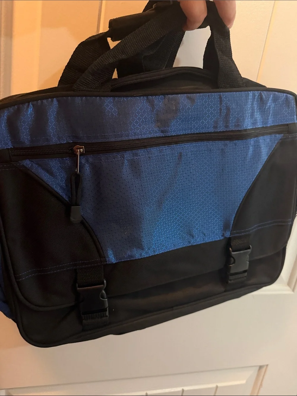 Men's Black and Blue Mess Professional Laptop Bag